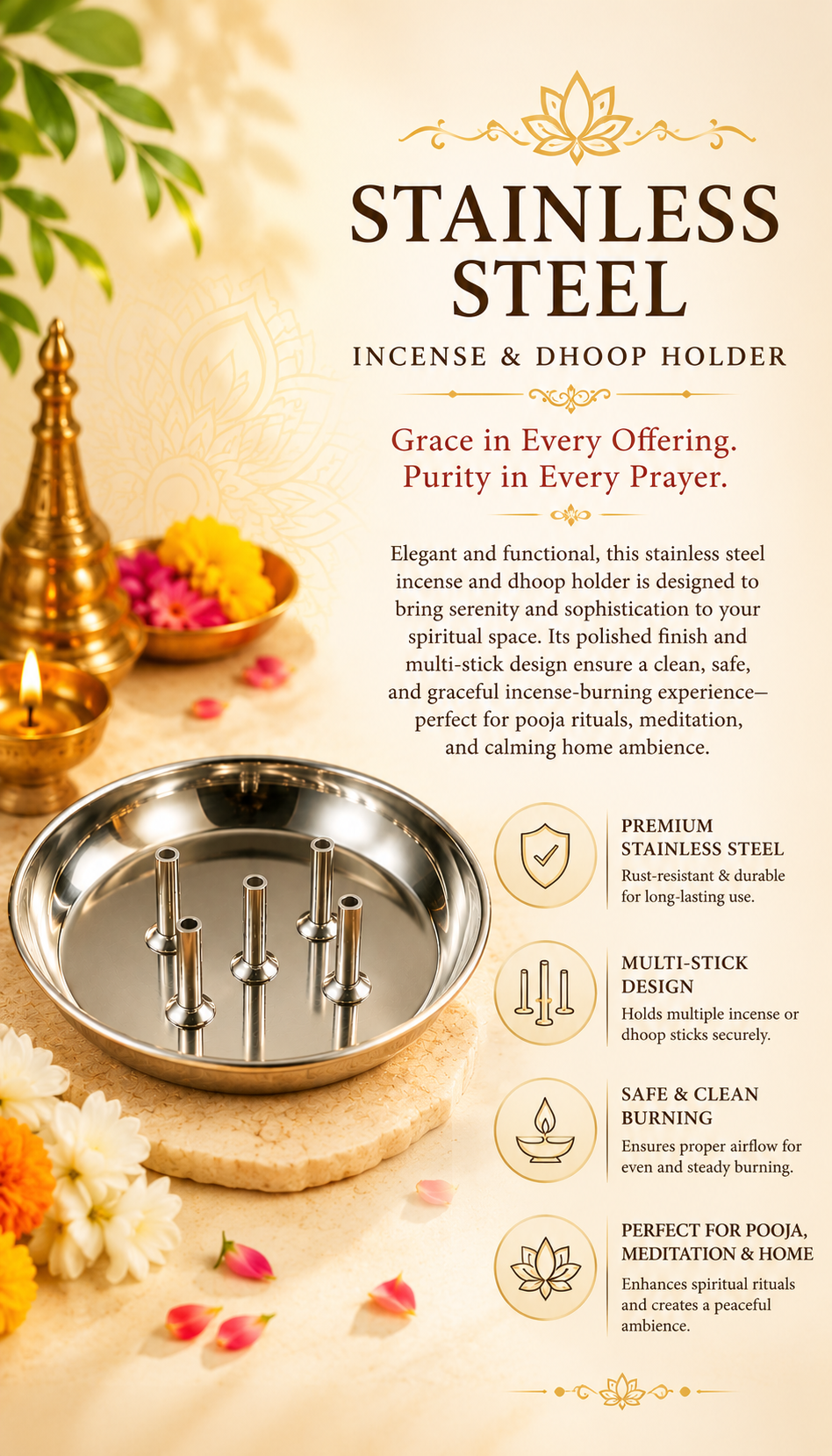 Steel Incense Holder - Flat Plate