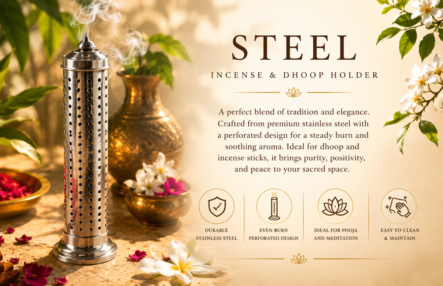 Steel Incense and Dhoop Holder
